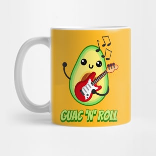 Guac 'n' Roll! Cute Avocado Music Cartoon Mug